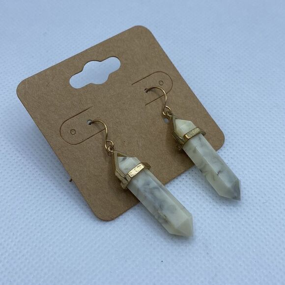 💛 Gold Plated Faux Quartz Earrings - Picture 1 of 2